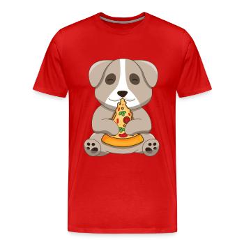 Dog Lovers Puppy Dog Owner Pizza - Men's Premium Organic T-Shirt - red - Front - Damien (186cm)