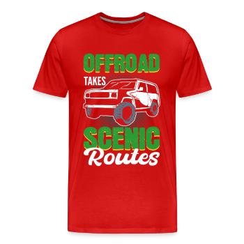 Offroad Takes Scenic Routes Offroading Off-Roading - Men's Premium Organic T-Shirt - red - Front - Damien (186cm)