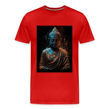 Friedliche abstrakte Buddha-Statue - Männer Premium Bio T-Shirt - Rot - Vorne - Damien (186cm)