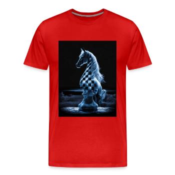 Chevalier d’échecs au clair de lune - T-shirt bio Premium Homme - rouge - Devant - Damien (186cm)