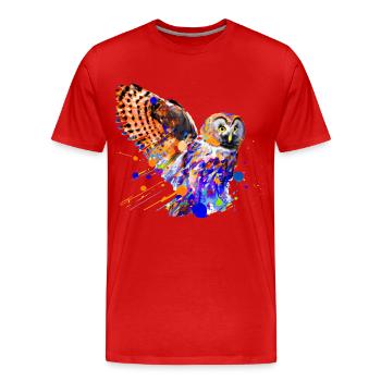 Colourful Owl - Men's Premium Organic T-Shirt - red - Front - Damien (186cm)