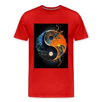 Symbole Yin et Yang - T-shirt bio Premium Homme - rouge - Devant - Damien (186cm)