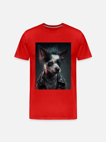 Rebel Punk Dog - Men's Premium Organic T-Shirt - red