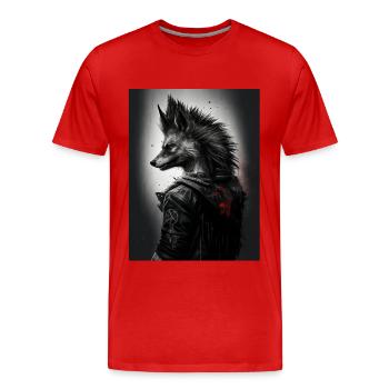 Punk Wulf Design - Männer Premium Bio T-Shirt - Rot - Vorne - Damien (186cm)