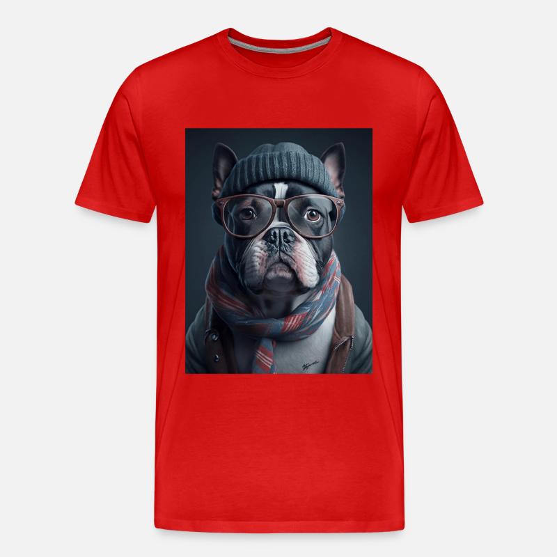 Cooler Hipster-Hund - Männer Premium Bio T-Shirt - Rot