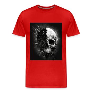 Crâne au clair de lune - T-shirt bio Premium Homme - rouge - Devant - Damien (186cm)