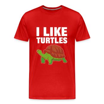I like Turtles Sea Turtle - Men's Premium Organic T-Shirt - red - Front - Damien (186cm)