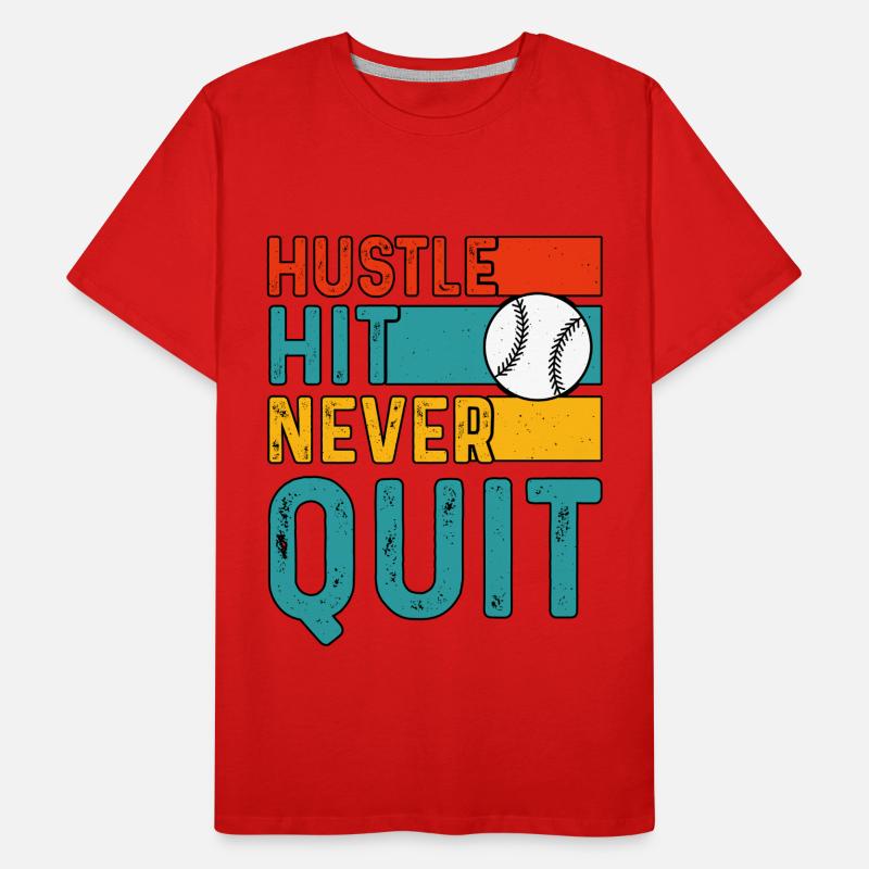 Hustle Hit Never Stop Baseball Männer Premium Bio T-Shirt