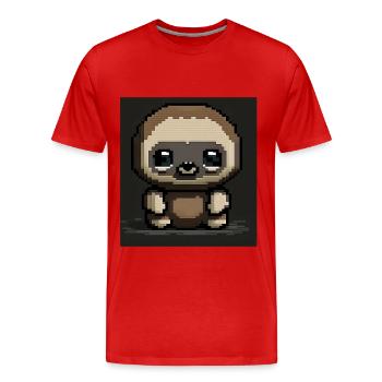 Pixel Art Chibi Faultier - Männer Premium Bio T-Shirt - Rot - Vorne - Damien (186cm)