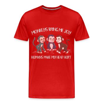 Animal Singe Faune Singe Chuchoteur - T-shirt bio Premium Homme - rouge - Devant - Damien (186cm)