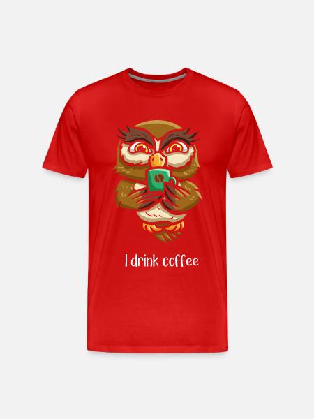 coffee brewed nocturnal bird - Men's Premium Organic T-Shirt - red
