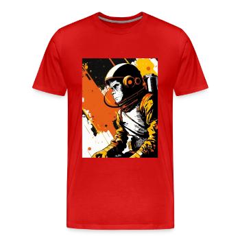 Monkey Astronaut - Men's Premium Organic T-Shirt - red - Front - Damien (186cm)