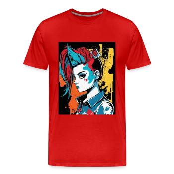 Fille rebelle - T-shirt bio Premium Homme - rouge - Devant - Damien (186cm)