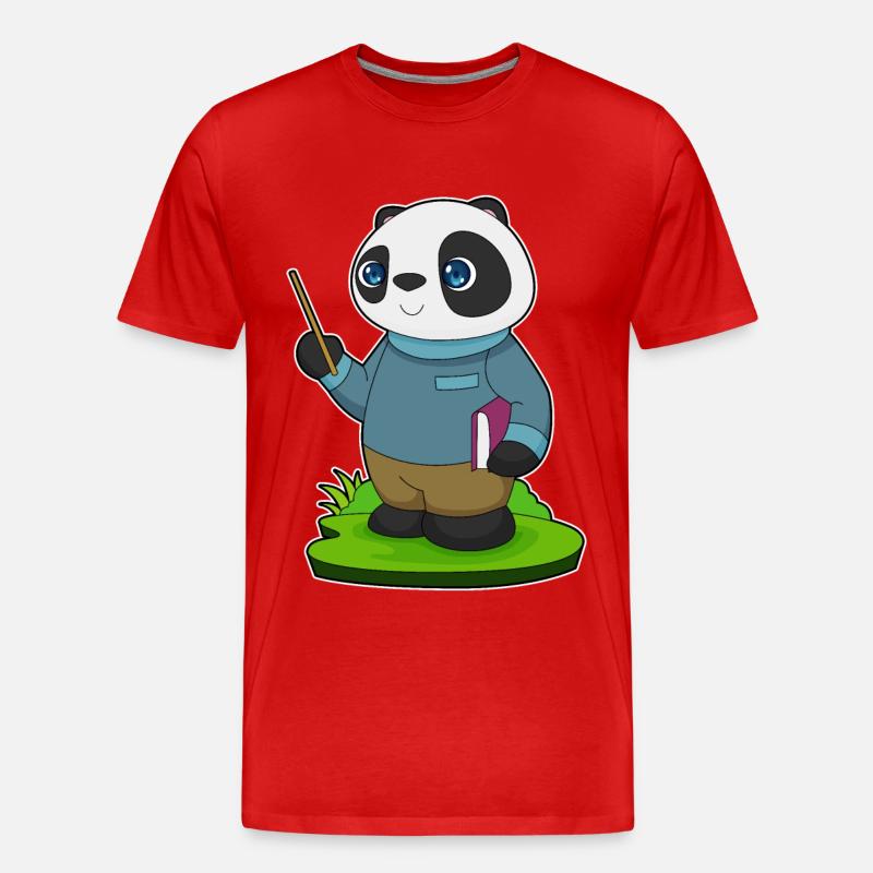 Panda Lehrer Pointer - Männer Premium Bio T-Shirt - Rot