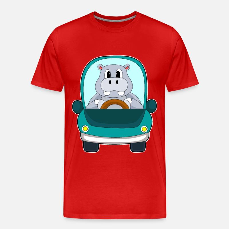 Nilpferd Auto - Männer Premium Bio T-Shirt - Rot