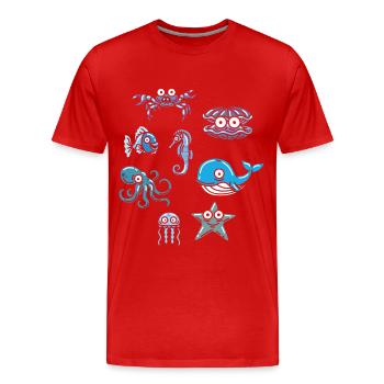 Aquatic animal ocean life marine animal - Men's Premium Organic T-Shirt - red - Front - Damien (186cm)
