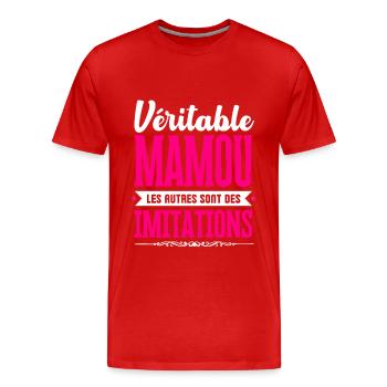 Véritable Mamou les autres sont des imitations ! - T-shirt bio Premium Homme - rouge - Devant - Damien (186cm)