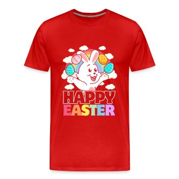 Happy Easter - White Rabbit Easter Eggs - Men's Premium Organic T-Shirt - red - Front - Damien (186cm)