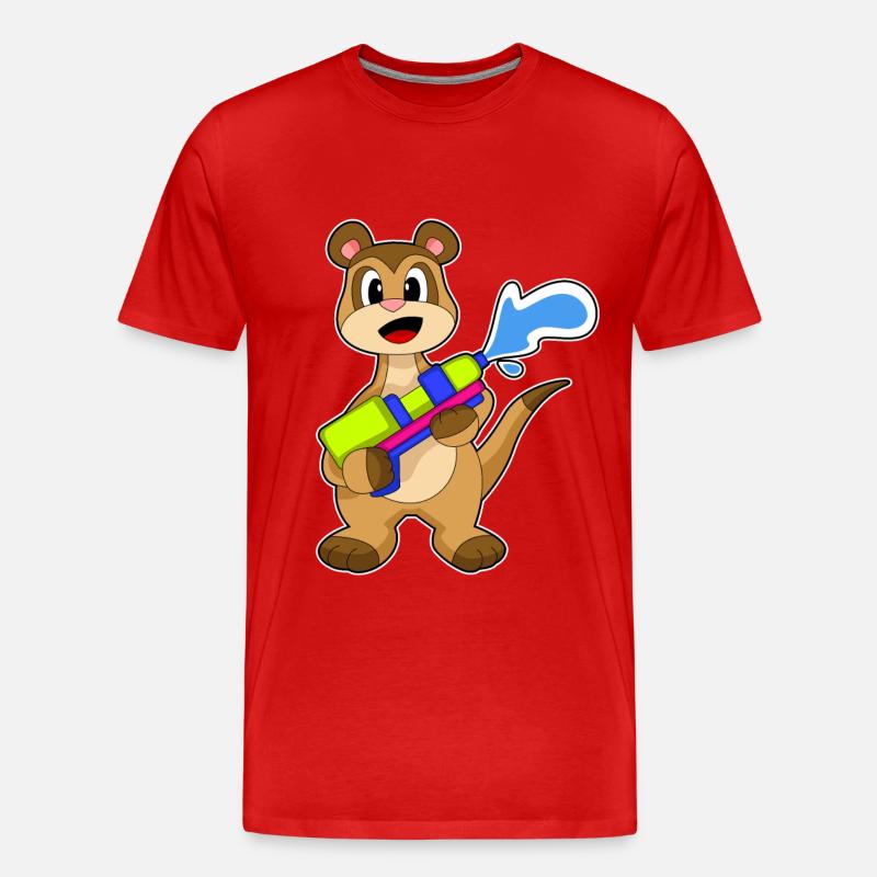 Erdmännchen Wasserpistole - Männer Premium Bio T-Shirt - Rot
