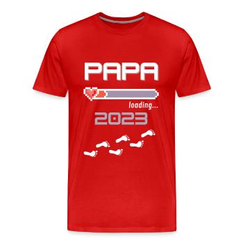 Papa 2023 loading... - Männer Premium Bio T-Shirt - Rot - Vorne - Damien (186cm)