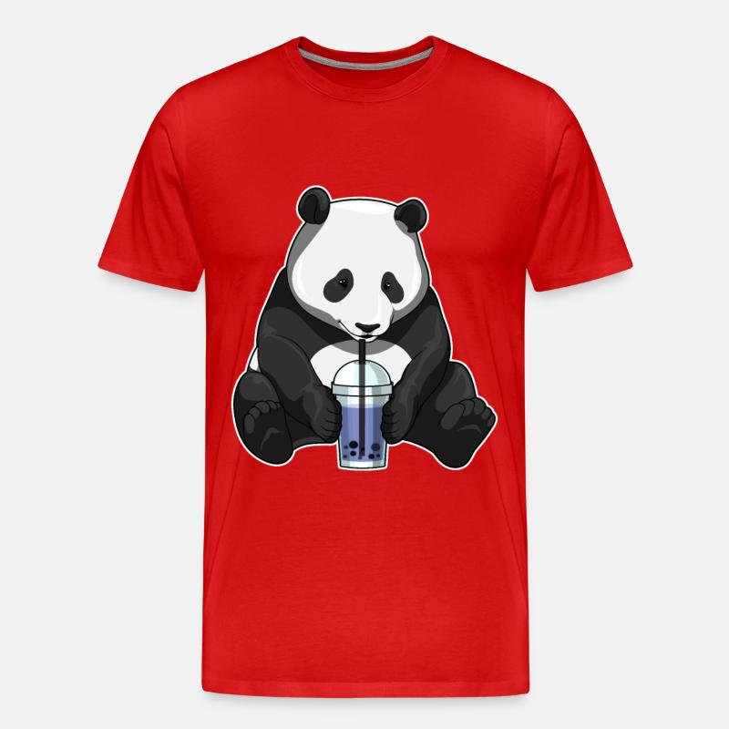 Panda Bubble Tea - Männer Premium Bio T-Shirt - Rot