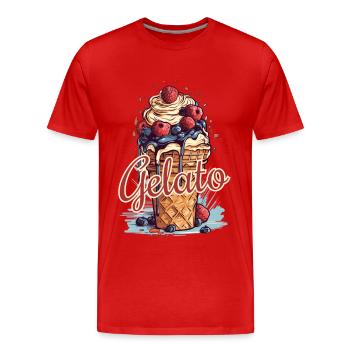 Gelato Eis Eiscreme Eisdiele - Männer Premium Bio T-Shirt - Rot - Vorne - Damien (186cm)