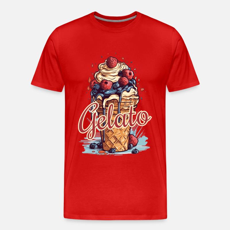 Gelato Eis Eiscreme Eisdiele - Männer Premium Bio T-Shirt - Rot