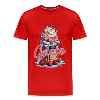 Gelato Eis Eiscreme Eisdiele - Männer Premium Bio T-Shirt - Rot - Vorne - Damien (186cm)