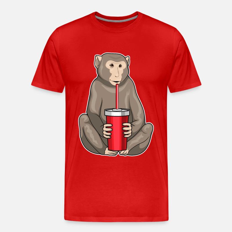 Monkey drinking cup - Men's Premium Organic T-Shirt - red