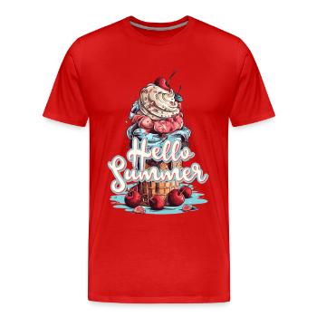 Hello Summer Eis Eiscreme Eisdiele - Männer Premium Bio T-Shirt - Rot - Vorne - Damien (186cm)