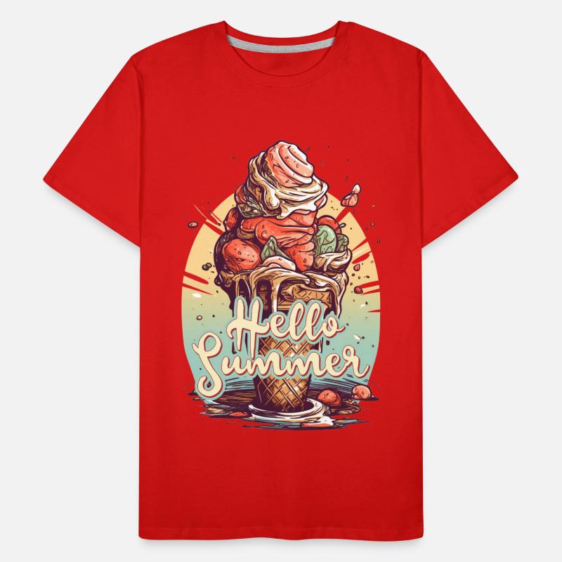 Hello Summer Eis Eiscreme Eisdiele Männer Premium Bio T-Shirt