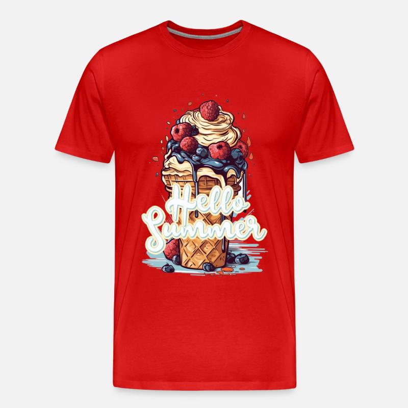 Hello Summer Eis Eiscreme Eisdiele - Männer Premium Bio T-Shirt - Rot