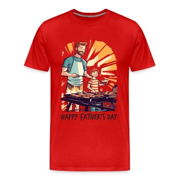 Father and Son Crickets Father's Day Gift - Men's Premium Organic T-Shirt - red - Front - Damien (186cm)