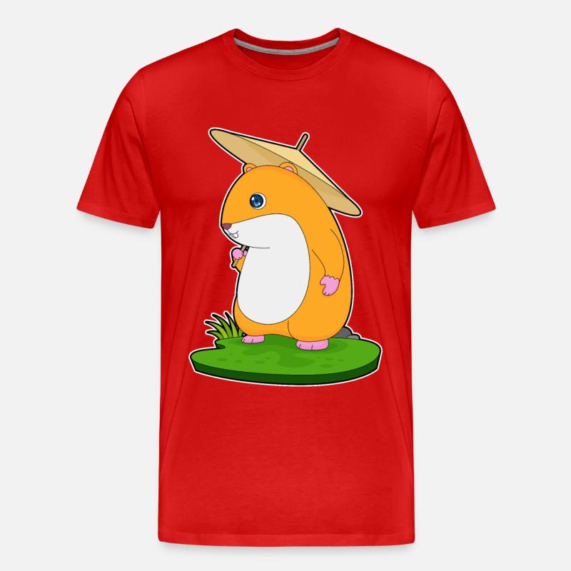 Hamster Regen Regenschirm - Männer Premium Bio T-Shirt - Rot