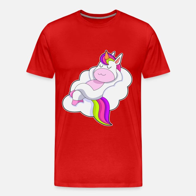 Einhorn Wolken - Männer Premium Bio T-Shirt - Rot