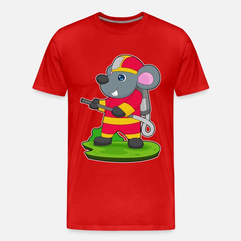 Mouse Firefighter Fire Hose - Men's Premium Organic T-Shirt - red
