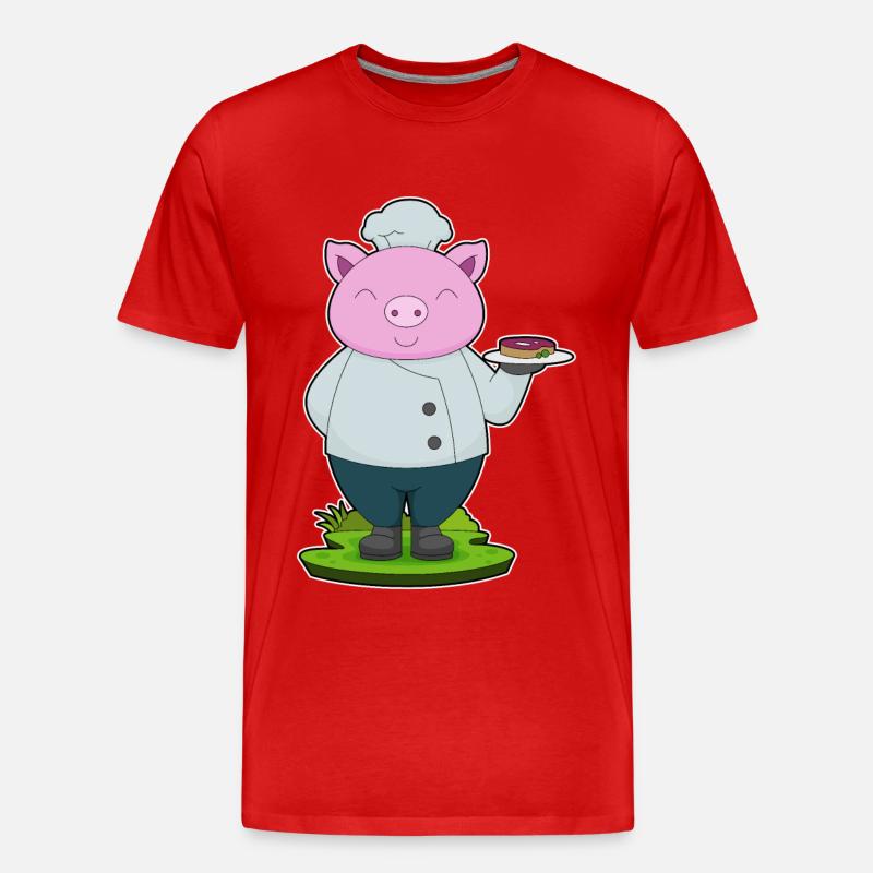 Schwein Koch Fleisch - Männer Premium Bio T-Shirt - Rot