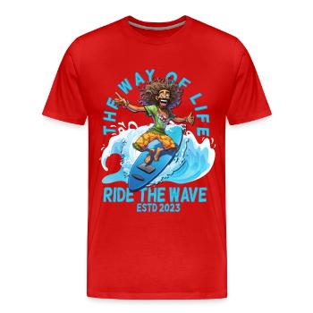 Lustiger Hippie Surfbrett - Surfer Geschenk - Männer Premium Bio T-Shirt - Rot - Vorne - Damien (186cm)