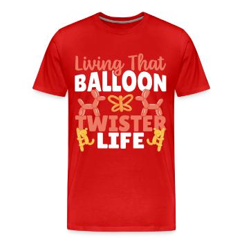 La vie d’un artiste de ballons Balloon Twisters - T-shirt bio Premium Homme - rouge - Devant - Damien (186cm)