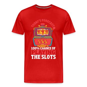 La prédiction d’aujourd’hui a 100% de chances d’être sur - T-shirt bio Premium Homme - rouge - Devant - Damien (186cm)