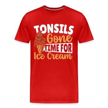 Les amygdales ont disparu, il est temps pour la crème glacée, l’amygdalite - T-shirt bio Premium Homme - rouge - Devant - Damien (186cm)