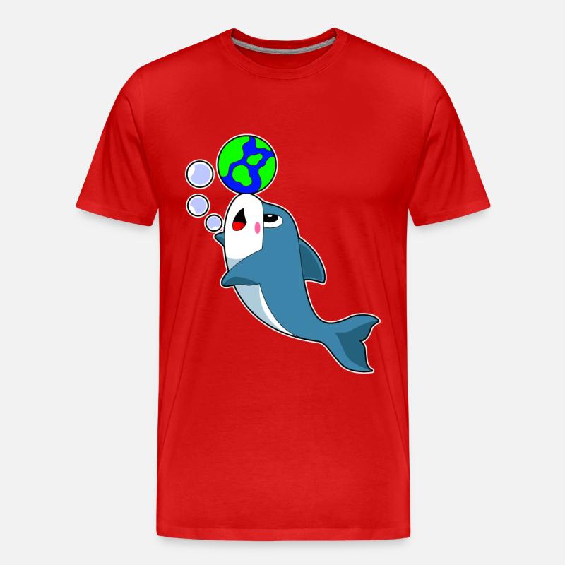 Delfin Erde - Männer Premium Bio T-Shirt - Rot