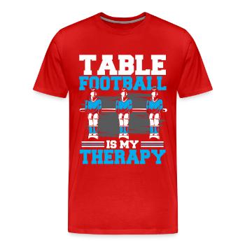Tischfußball ist meine Therapie Tischfußball - Männer Premium Bio T-Shirt - Rot - Vorne - Damien (186cm)