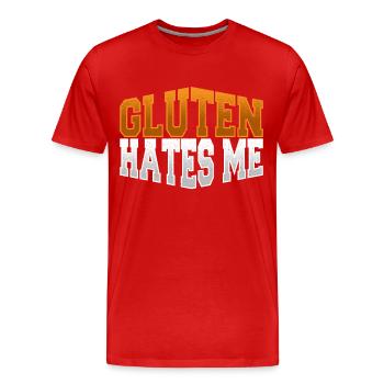 Gluten Hates Me Gluten Free - Men's Premium Organic T-Shirt - red - Front - Damien (186cm)