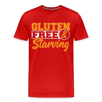 Gluten Free & Starving. Gluten Free - Men's Premium Organic T-Shirt - red - Front - Damien (186cm)
