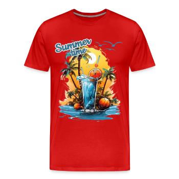 Summer Time Cocktail Beach Retreat - Men's Premium Organic T-Shirt - red - Front - Damien (186cm)