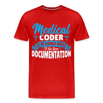 Codeur médical Je vois un - T-shirt bio Premium Homme - rouge - Devant - Damien (186cm)