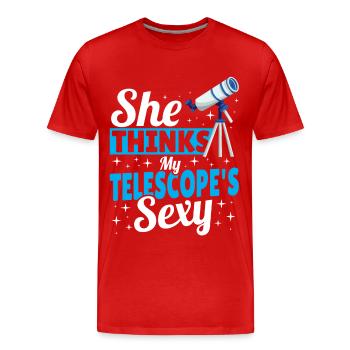 Elle pense que mon télescope est sexy - T-shirt bio Premium Homme - rouge - Devant - Damien (186cm)