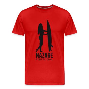Nazare Surfer Girl Portugal - Men's Premium Organic T-Shirt - red - Front - Damien (186cm)