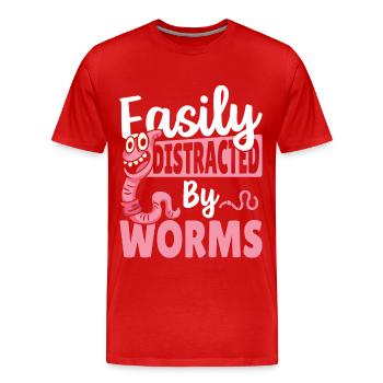 Facilement distrait par les vers Élevage de vers - T-shirt bio Premium Homme - rouge - Devant - Damien (186cm)